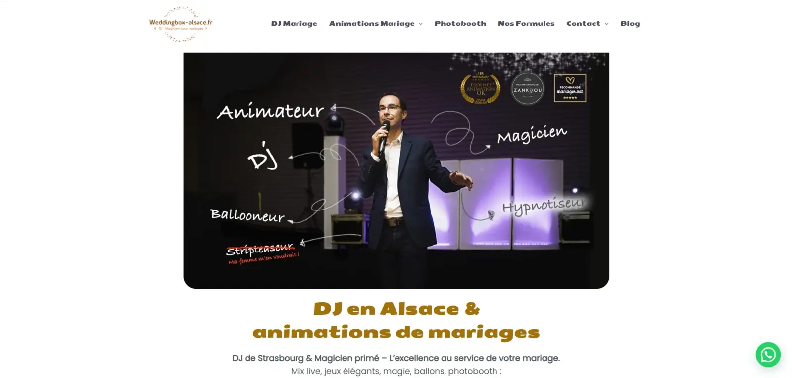Aperçu du site Weddingbox Alsace